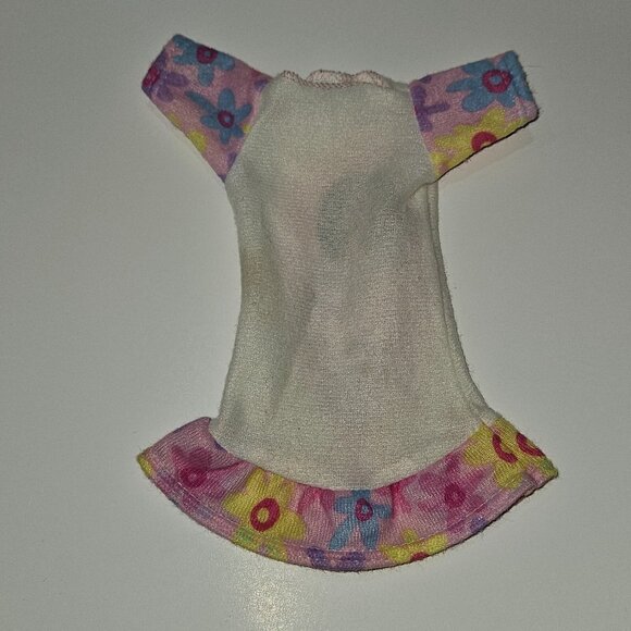 VTG Barbie Doll Size Nightgown Pajamas Graphic Floral Print Pink Purple White - Picture 6 of 7
